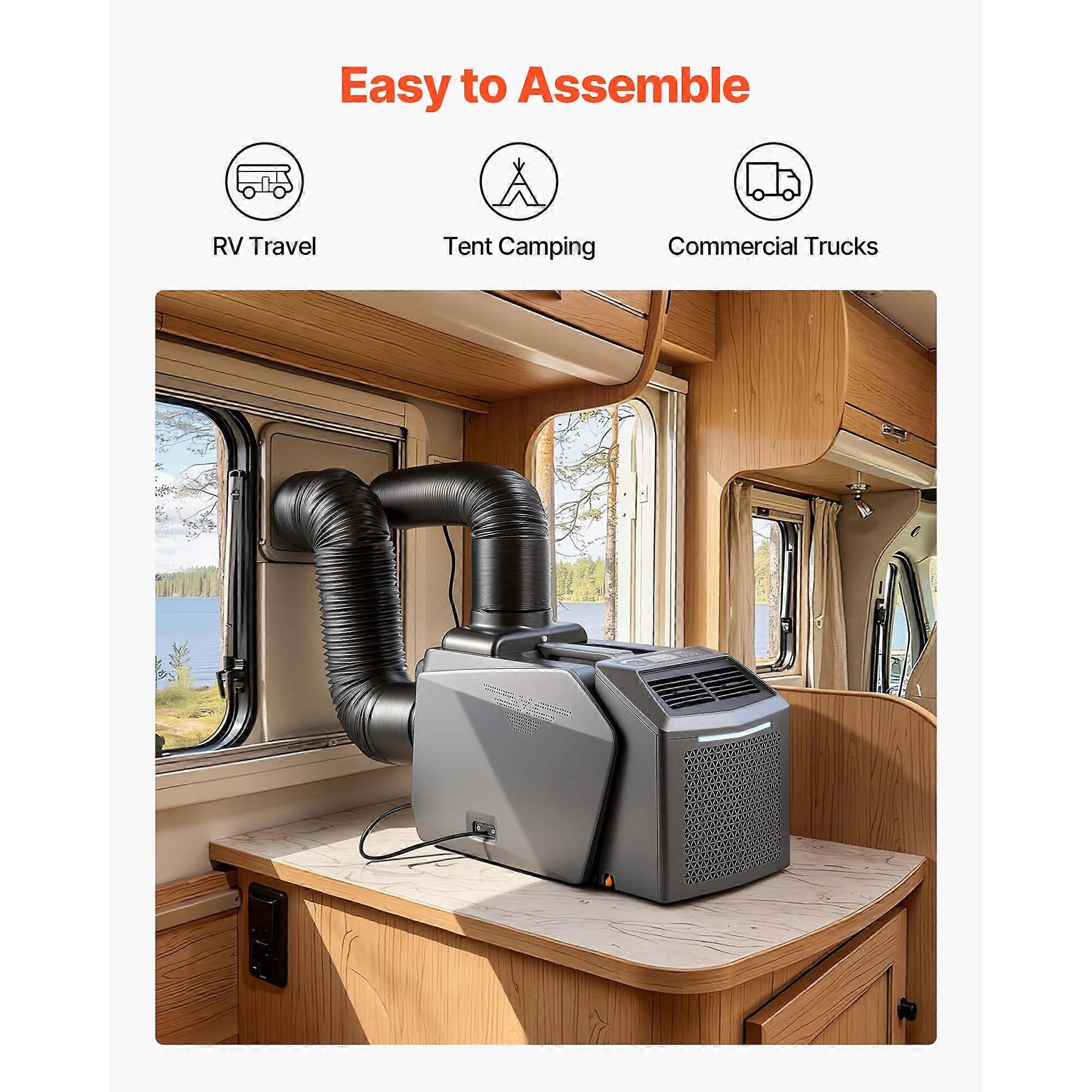 Aire acondicionado de camping portátil 4850 BTU, mando a distancia y controles táctiles, temperatura regulable hasta 1632 °C, caudal de aire de 200 m³/h, para autocaravana, gris oscuro - Imagen 4