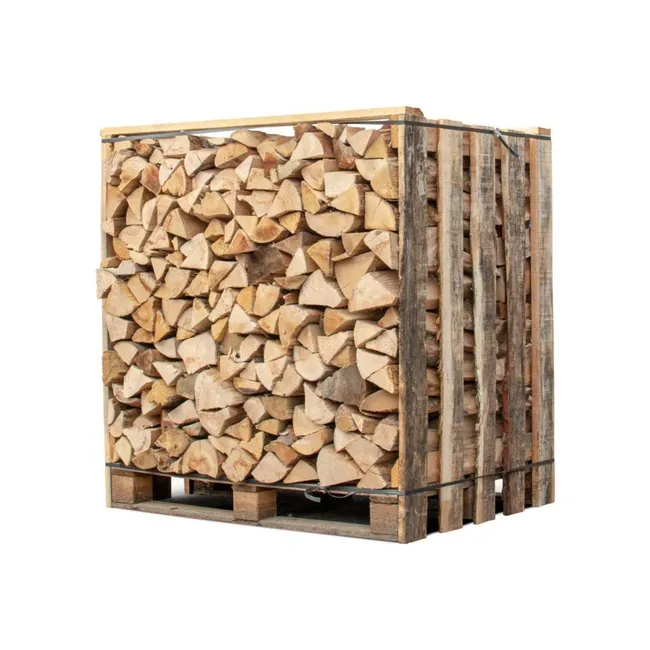 Box de 1,50 estéreos de 30cm de leña – palé de leña cortada y partida de 1,05m3
