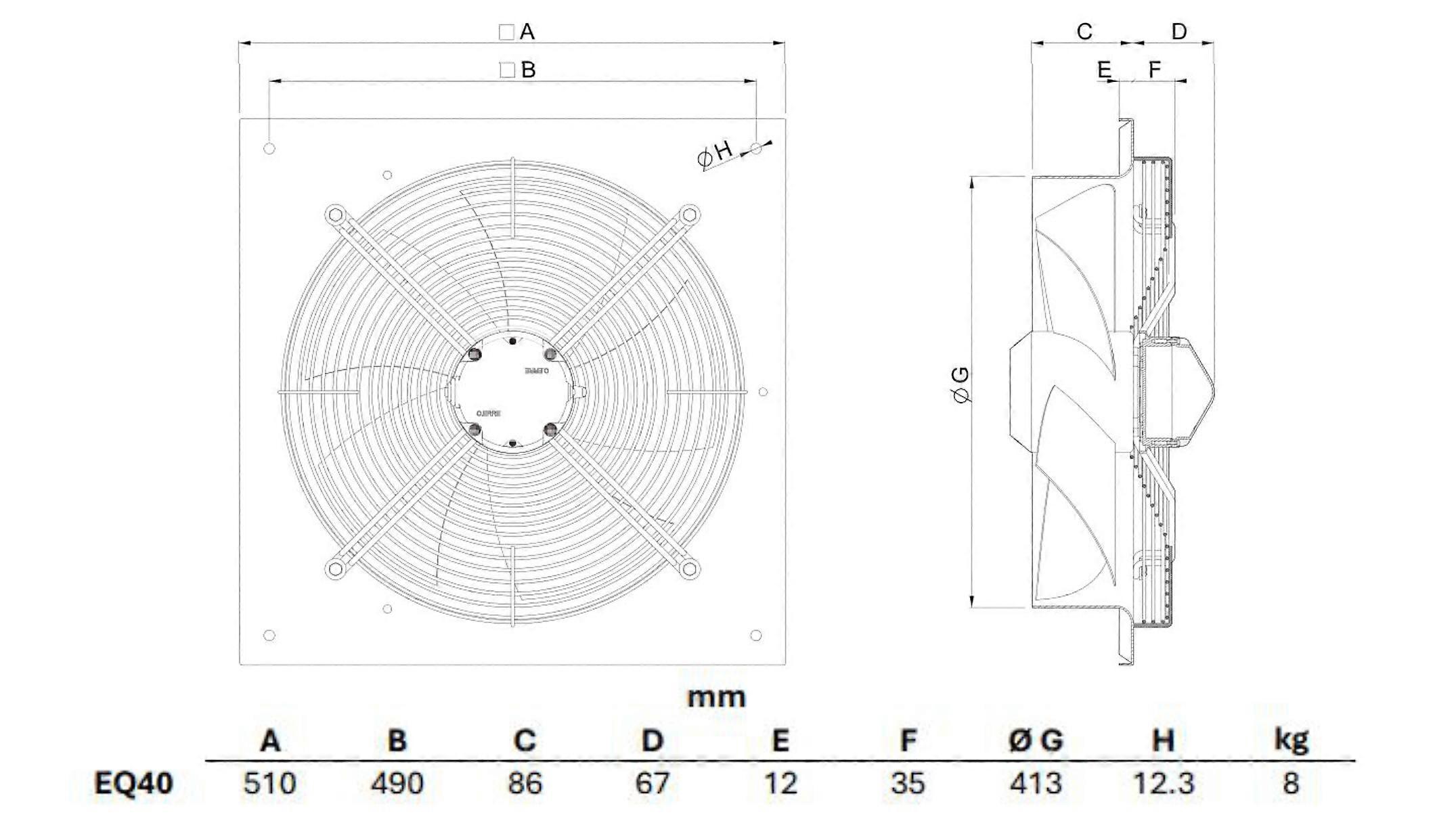 Ventilador mural axial EQ 40/4 M IP44 - Imagen 3