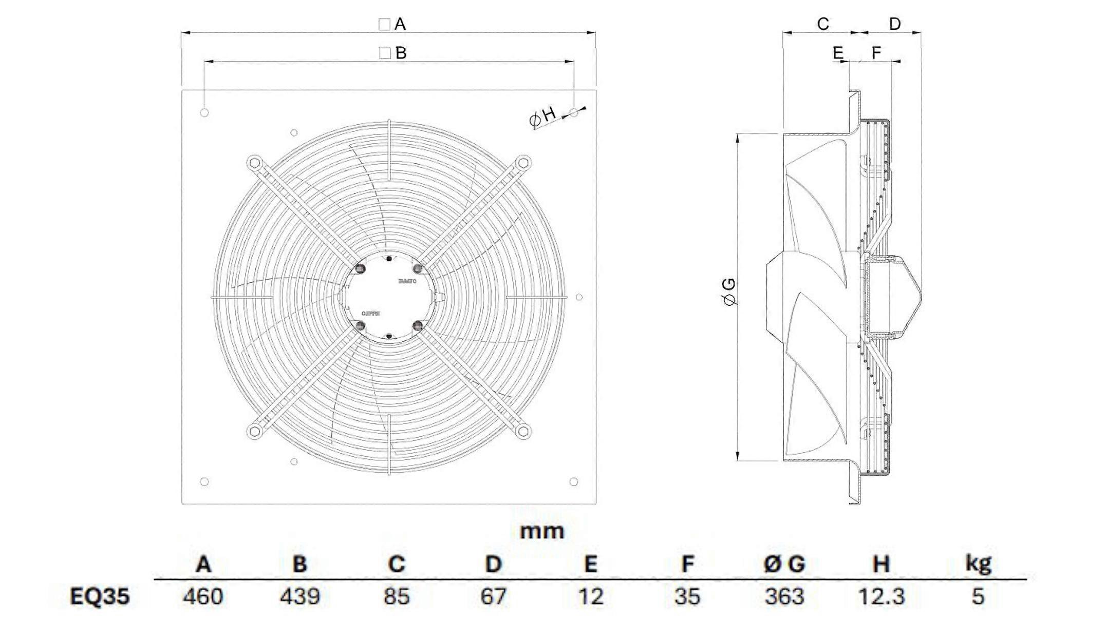 Ventilador mural axial EQ 35/4 T IP44 - Imagen 3