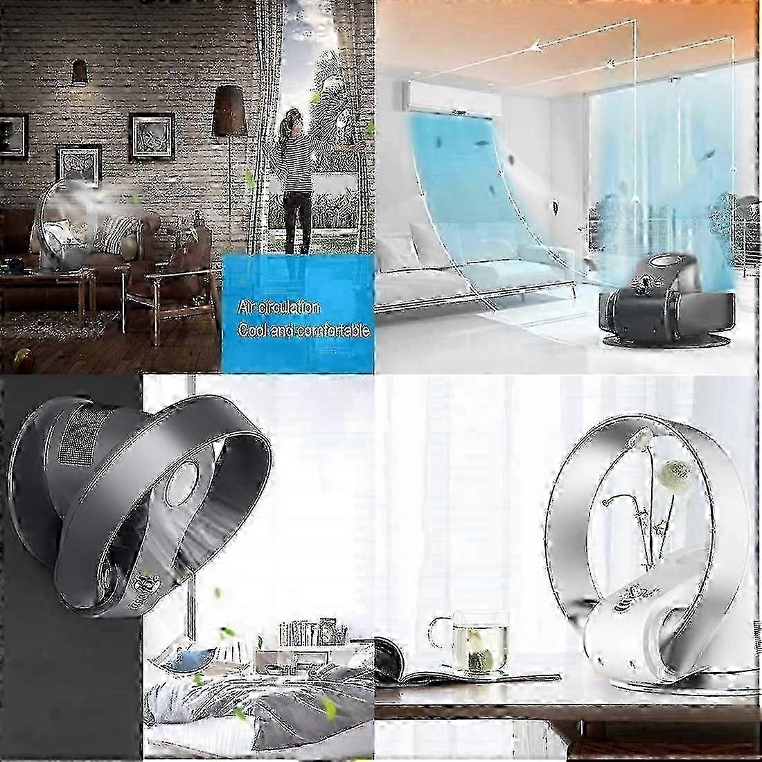 Ventilador de pared sin aspas/ventilador de sobremesa con/temporizador, 26W, ventilador plegable sin aspas ultrasilencioso, 7 velocidades (color: negro, tamaño: 14 pulgadas (34 cm)) - Imagen 3