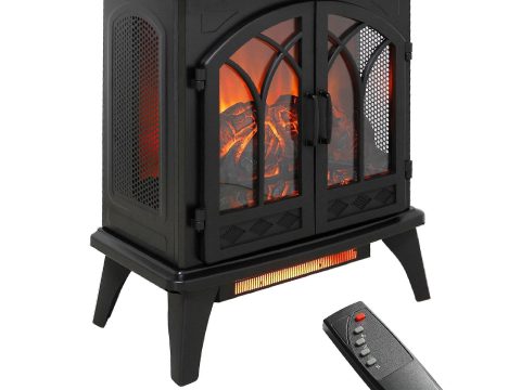 Chimenea eléctrica calefactora de 24 pulgadas con mando a distancia, cuarzo infrarrojo, 1500W, certificada CSA UL