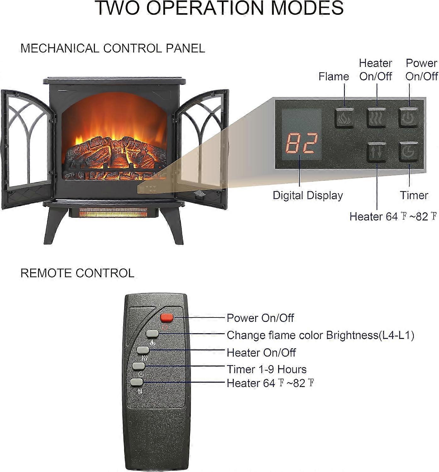 Chimenea eléctrica calefactora de 24 pulgadas con mando a distancia, cuarzo infrarrojo, 1500W, certificada CSA UL - Imagen 2