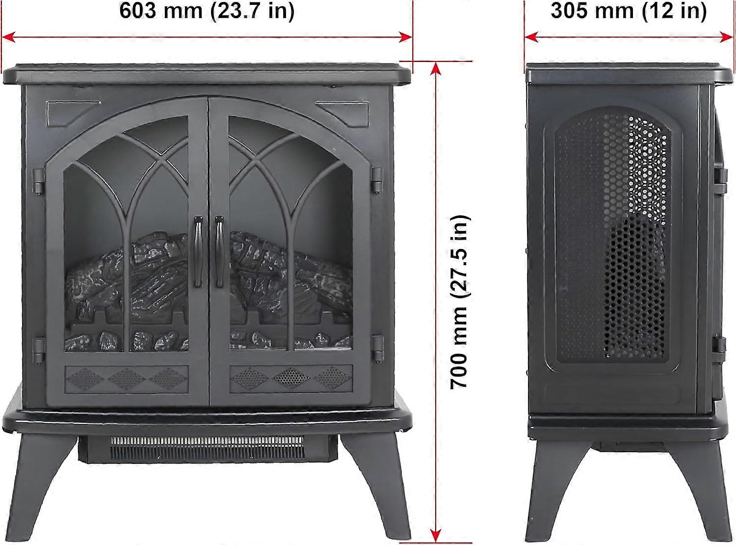 Chimenea eléctrica calefactora de 24 pulgadas con mando a distancia, cuarzo infrarrojo, 1500W, certificada CSA UL - Imagen 3