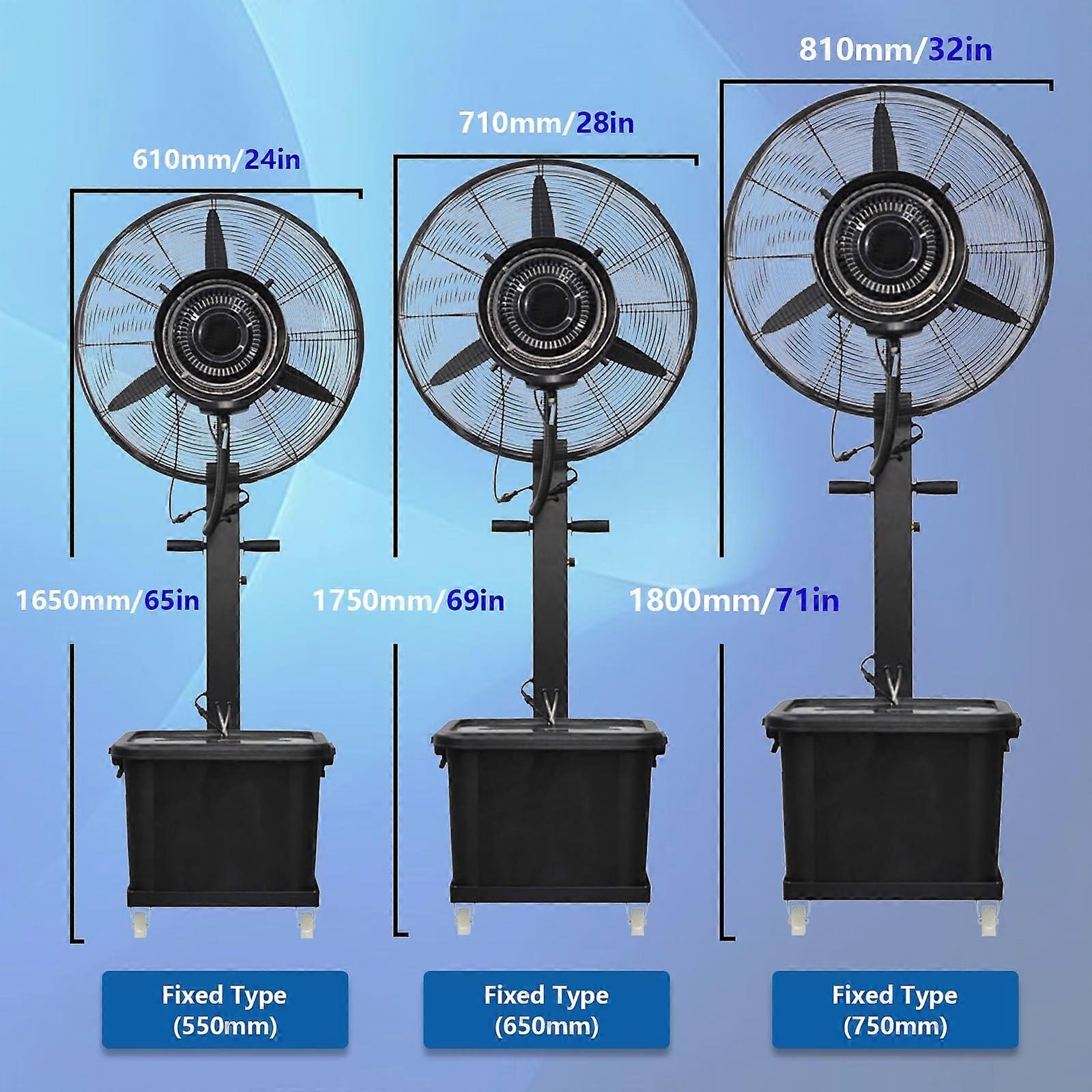 Ventilador de pie industrial 550mm 22in con depósito de agua de 11 galones, refrigeración por velocidad, oscilación de 120° - Imagen 2