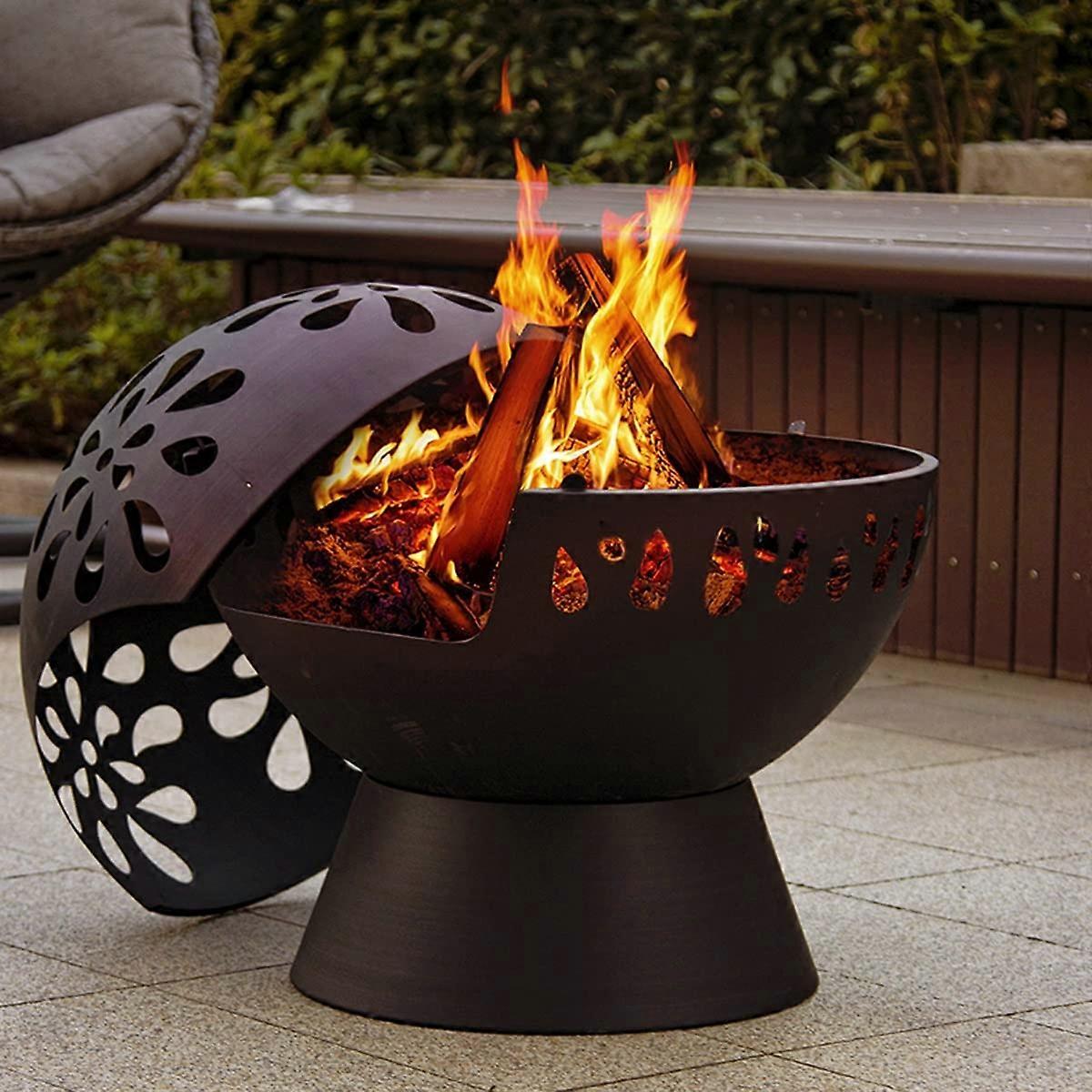 Brasero de leña para exterior con parrilla para cocinar, calefactor 3 en 1 para patio y jardín - Imagen 5