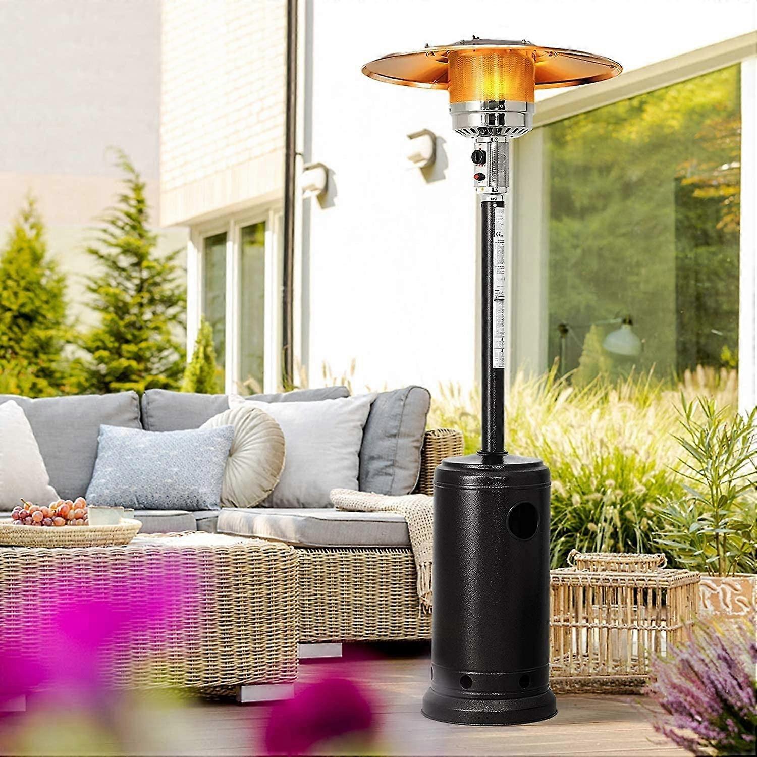 Calefactor de terraza exterior de gas 40000 BTU con ruedas, estilo sombrilla comercial para jardín