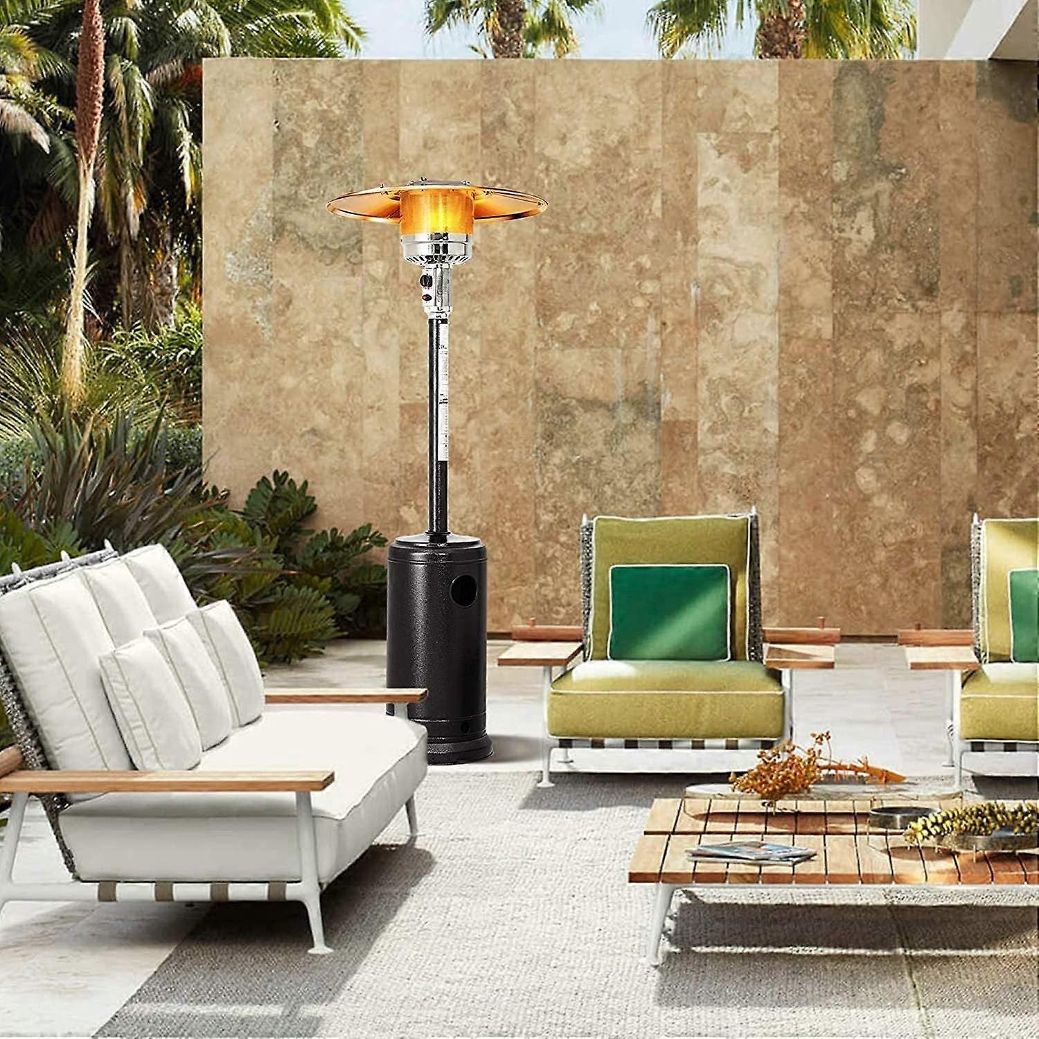Calefactor de terraza exterior de gas 40000 BTU con ruedas, estilo sombrilla comercial para jardín - Imagen 2