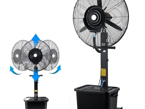 Ventilador nebulizador industrial de alta resistencia de 26 pulg. con nebulización regulable y refrigeración de larga duración para almacenes