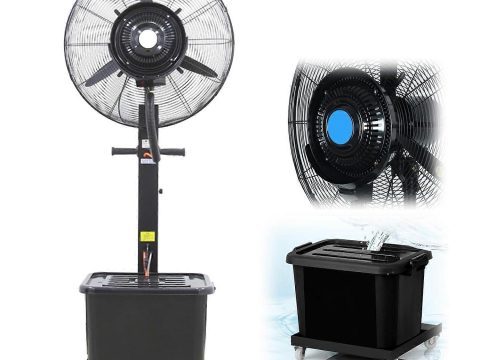 Ventilador nebulizador de exterior de 76 cm (30 pulg.) con nebulización refrescante regulable, 3 velocidades, oscilación de 90°, depósito de 42 litros (11 galones) para terraza, almacén, taller