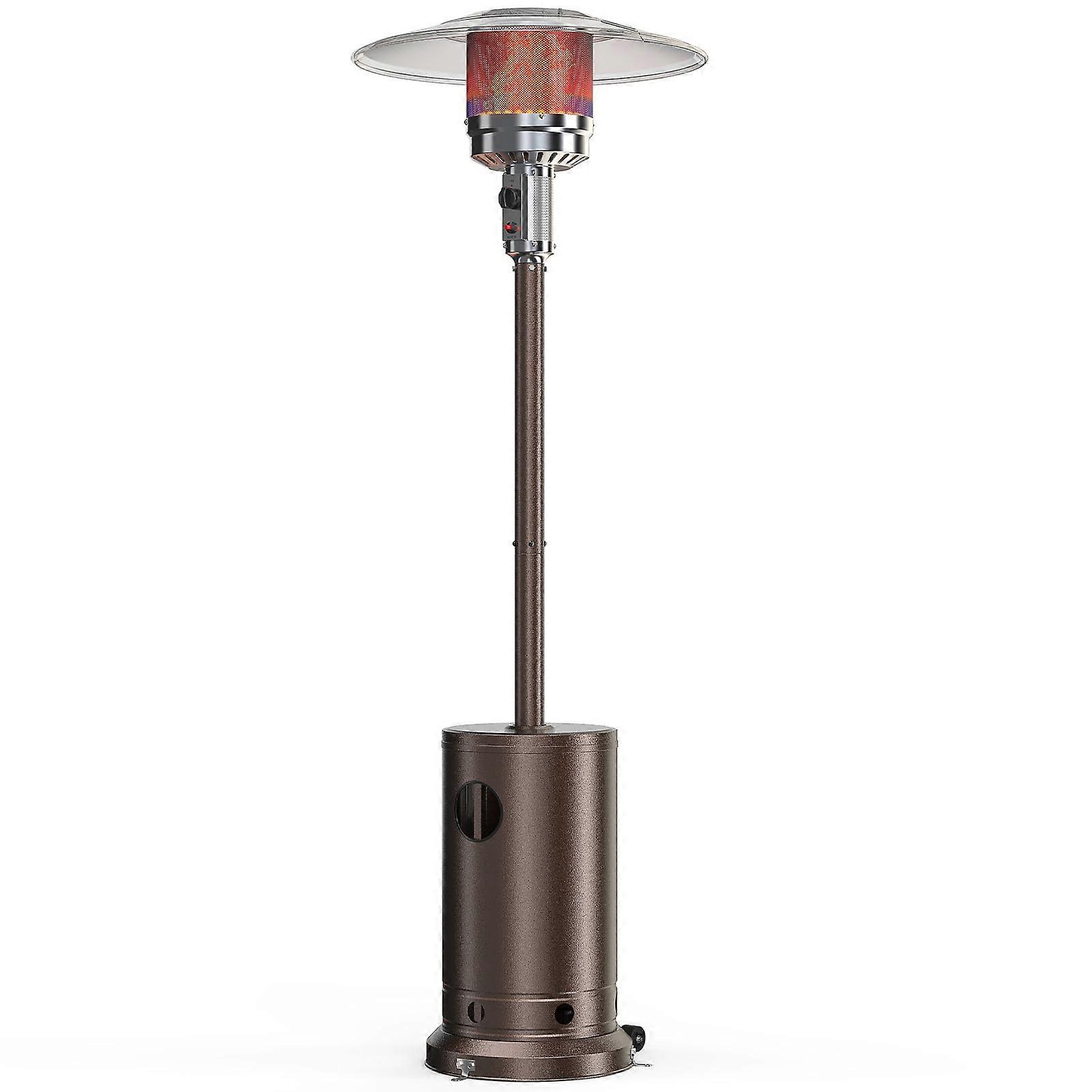 Estufa de terraza de propano de 48,000 BTU con mesa, quemador de doble capa de acero inoxidable y apagado automático de seguridad para el jardín