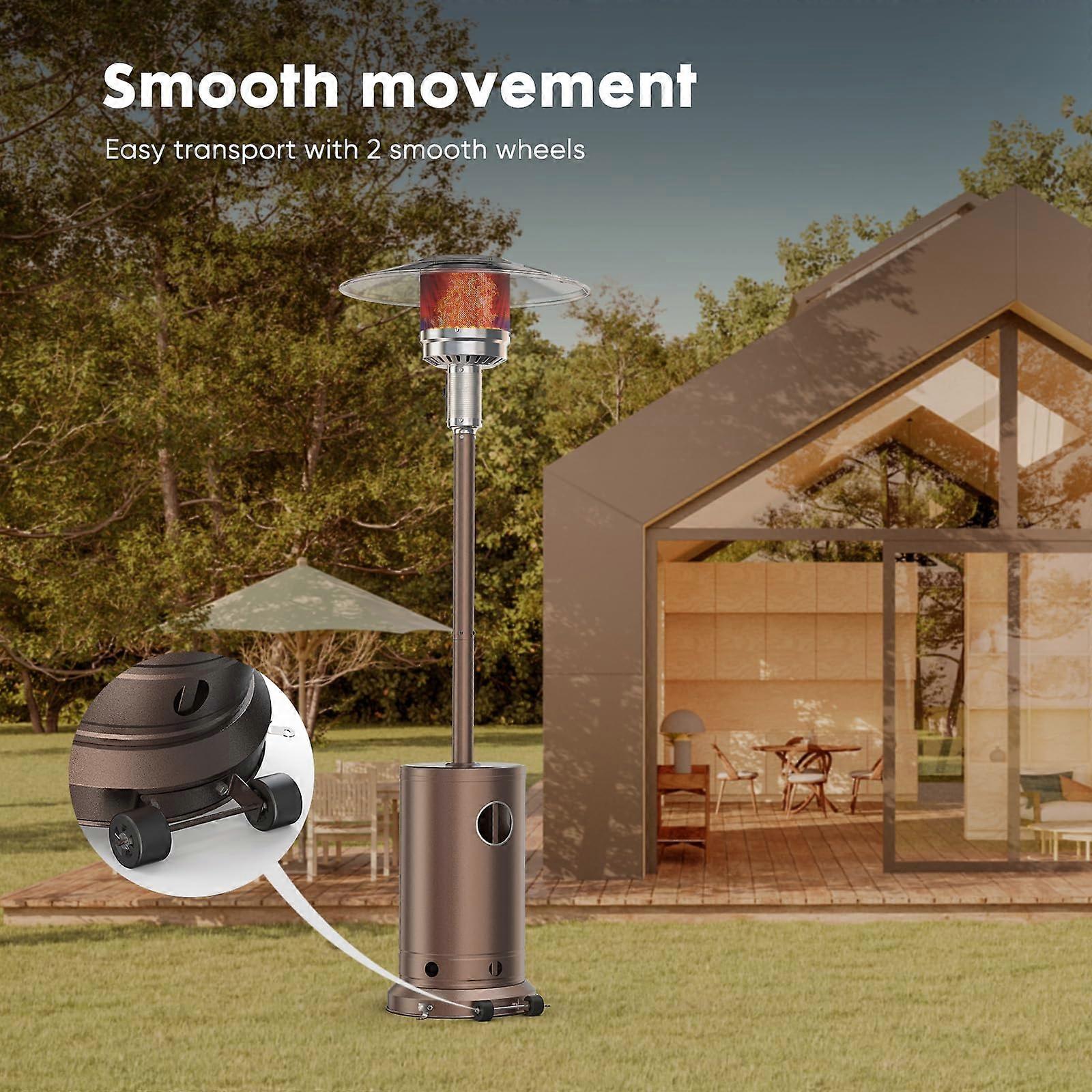 Estufa de terraza de propano de 48,000 BTU con mesa, quemador de doble capa de acero inoxidable y apagado automático de seguridad para el jardín - Imagen 5