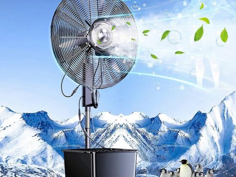 Ventilador nebulizador de exterior con depósito de agua de 42 L, 3 velocidades regulables, refrigeración industrial para invernaderos
