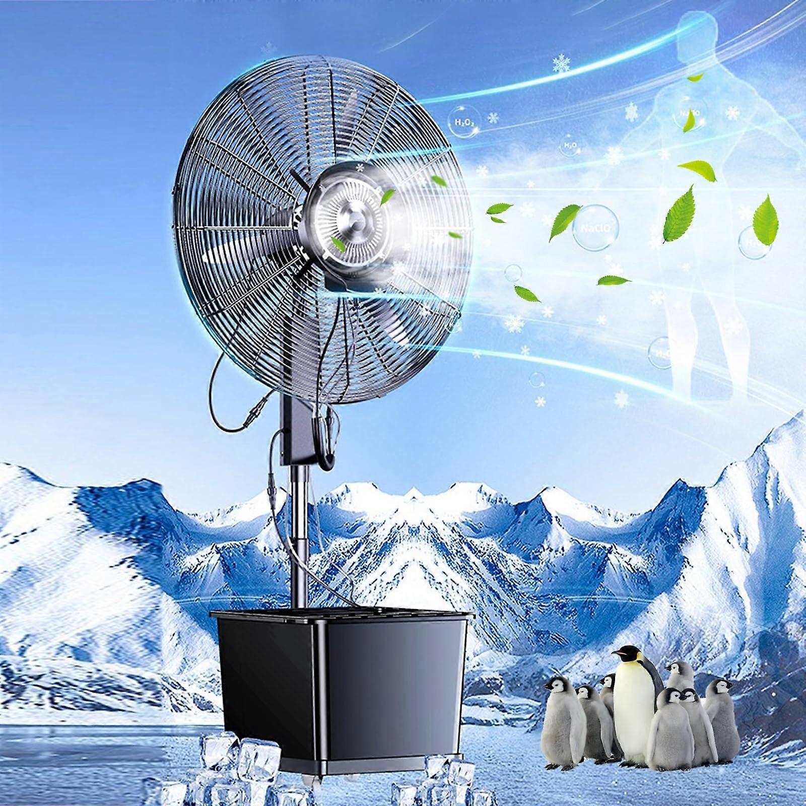Ventilador nebulizador de exterior con depósito de agua de 42 L, 3 velocidades regulables, refrigeración industrial para invernaderos