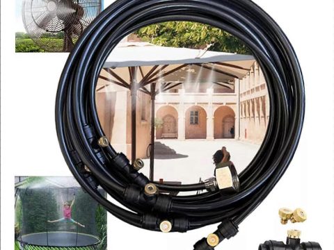 Sistema de nebulización exterior con línea de 59FT resistente a los rayos UV, boquillas de latón para terraza, jardín y patio
