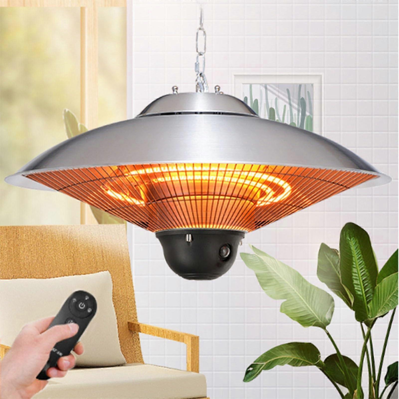 Calefactor de terraza con calor radiante instantáneo, resistente a la intemperie IP44, montaje en pared o techo, mando a distancia