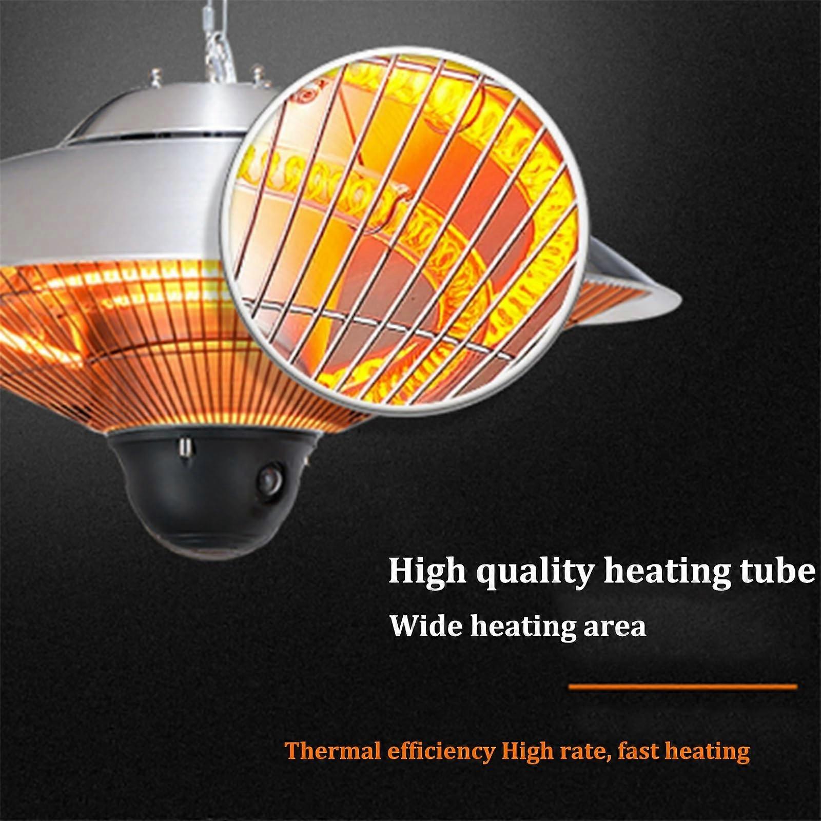 Calefactor de terraza con calor radiante instantáneo, resistente a la intemperie IP44, montaje en pared o techo, mando a distancia - Imagen 2