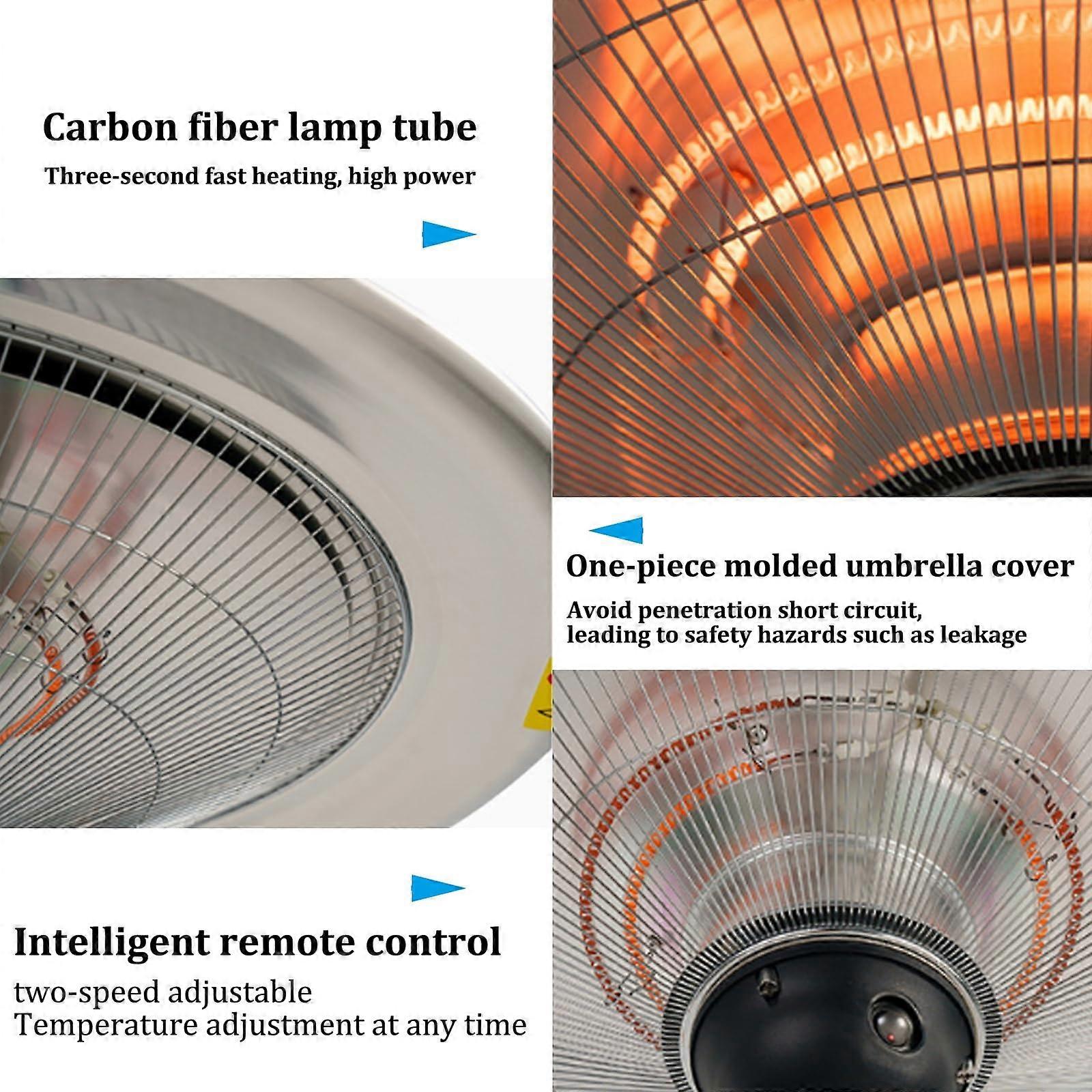 Calefactor de terraza con calor radiante instantáneo, resistente a la intemperie IP44, montaje en pared o techo, mando a distancia - Imagen 3