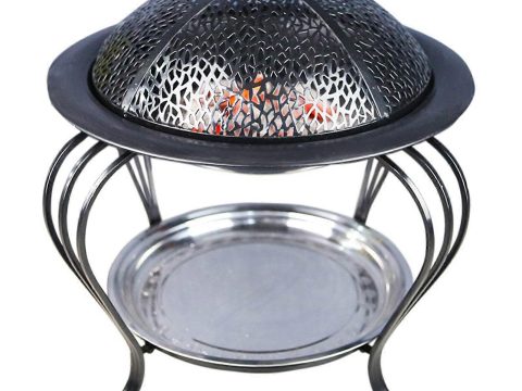 Brasero de exterior, calefactor de jardín y patio, cuenco de fuego de acero para leña para barbacoa y camping con tapa EmberControl