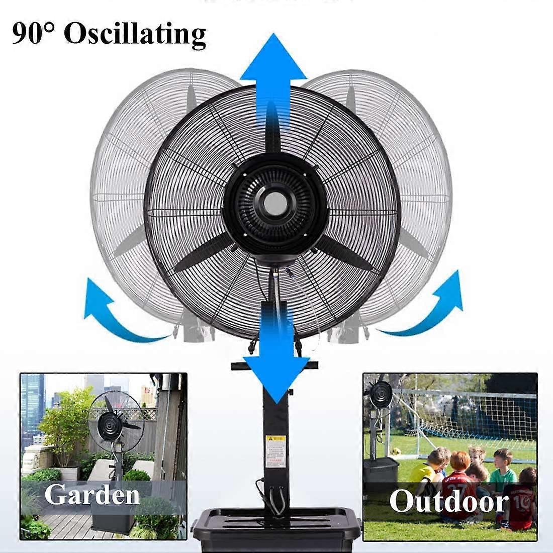 Ventilador de pie nebulizador de exterior de 66 cm (26 pulgadas) con nebulización fina, refrigeración de largo alcance, aspas resistentes al óxido - Imagen 2