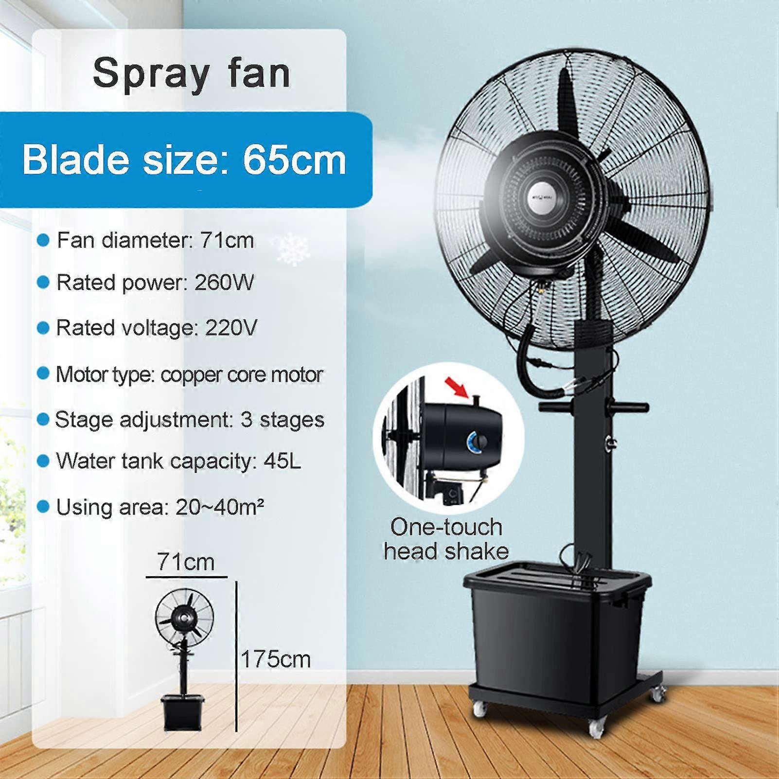 Ventilador nebulizador industrial de amplia oscilación, base de 65 cm, refrigeración por niebla fina para almacén exterior - Imagen 2