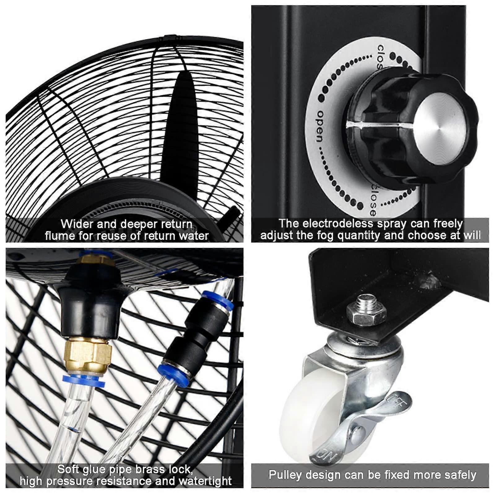 Ventilador nebulizador industrial de amplia oscilación, base de 65 cm, refrigeración por niebla fina para almacén exterior - Imagen 3