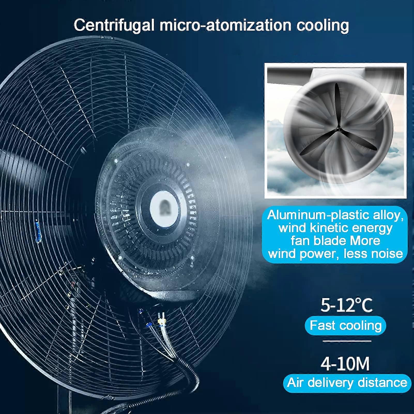 Ventilador nebulizador industrial de amplia oscilación, base de 65 cm, refrigeración por niebla fina para almacén exterior - Imagen 5