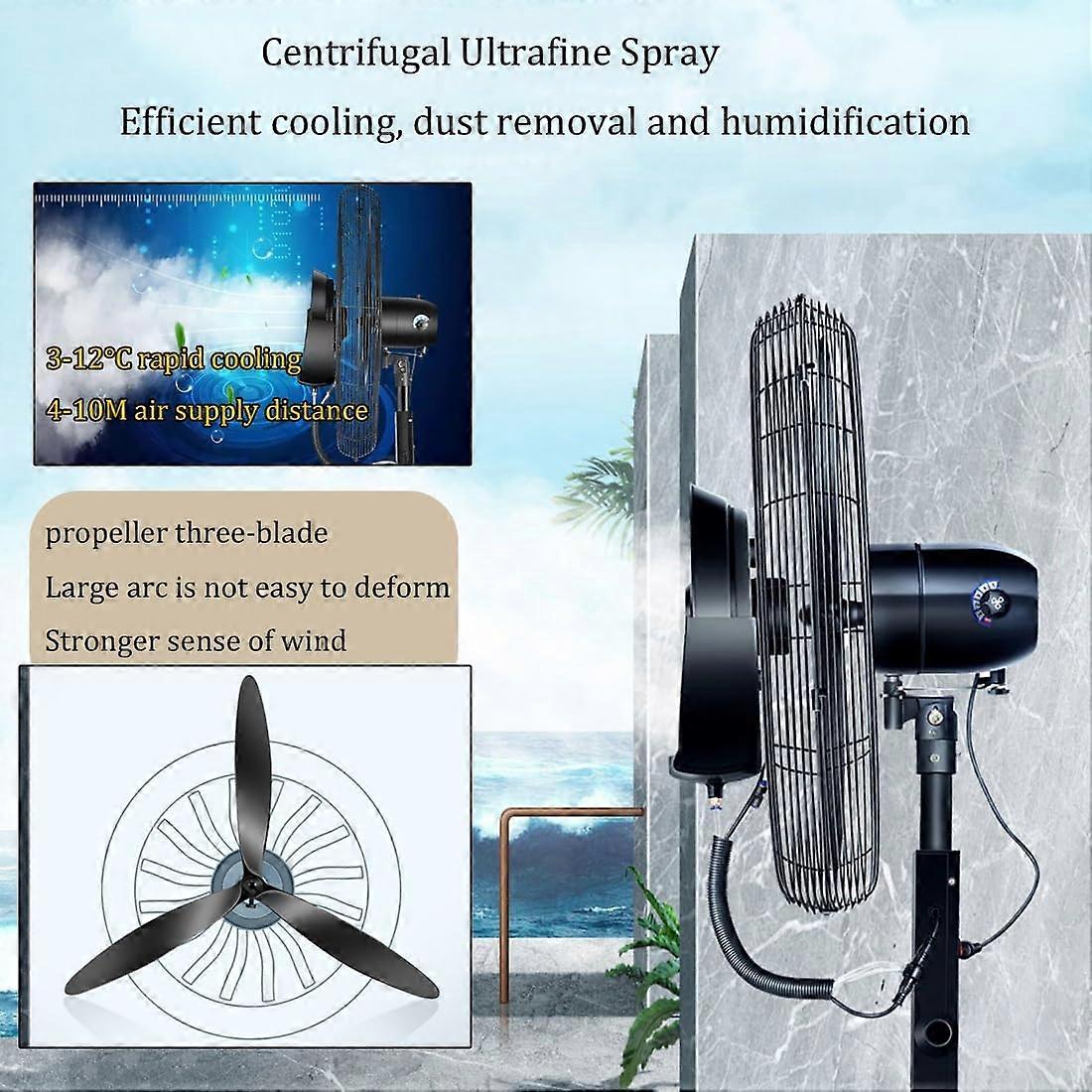 Ventilador de pie nebulizador de 30 pulgadas con flujo de aire y neblina refrescante, control de 3 velocidades, inclinación de 45°, motor de cobre silencioso para patio exterior - Imagen 2