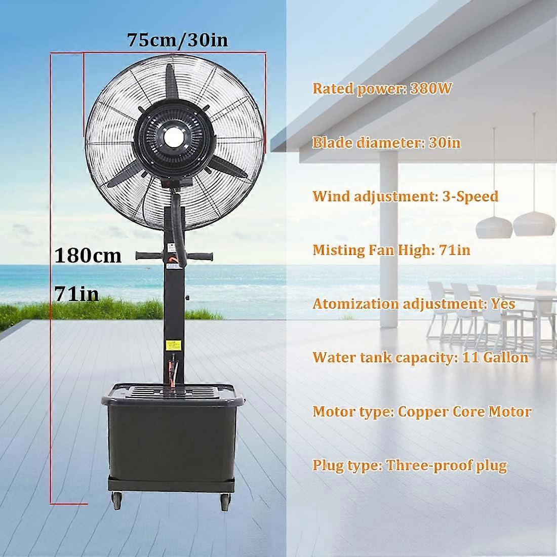 Ventilador de pie nebulizador de 30 pulgadas con flujo de aire y neblina refrescante, control de 3 velocidades, inclinación de 45°, motor de cobre silencioso para patio exterior - Imagen 4