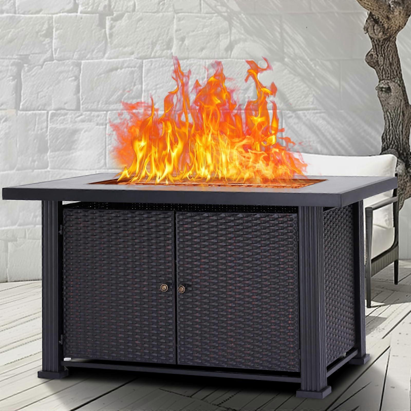 Mesa con brasero de propano de 44 pulgadas, brasero de gas de exterior de 50000 BTU con llama regulable, estructura de acero y funda impermeable para patio, terraza y jardín