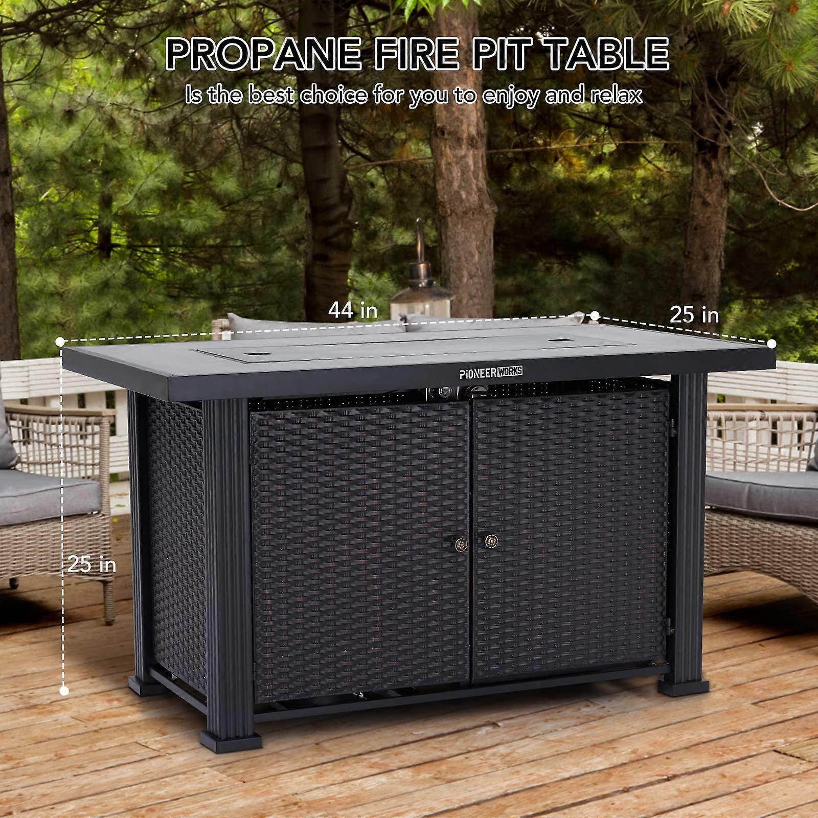 Mesa con brasero de propano de 44 pulgadas, brasero de gas de exterior de 50000 BTU con llama regulable, estructura de acero y funda impermeable para patio, terraza y jardín - Imagen 4