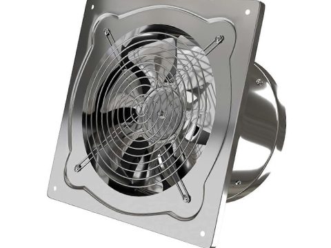 Extractor de cocina de acero inoxidable de 10 pulgadas de montaje en pared con válvula antirretorno, flujo de aire, 7 aspas