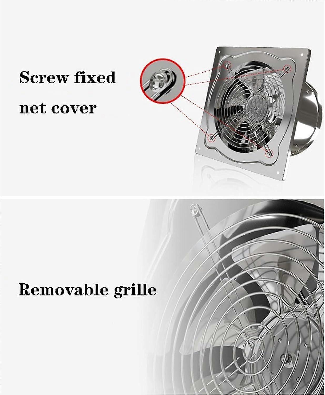 Extractor de cocina de acero inoxidable de 10 pulgadas de montaje en pared con válvula antirretorno, flujo de aire, 7 aspas - Imagen 3