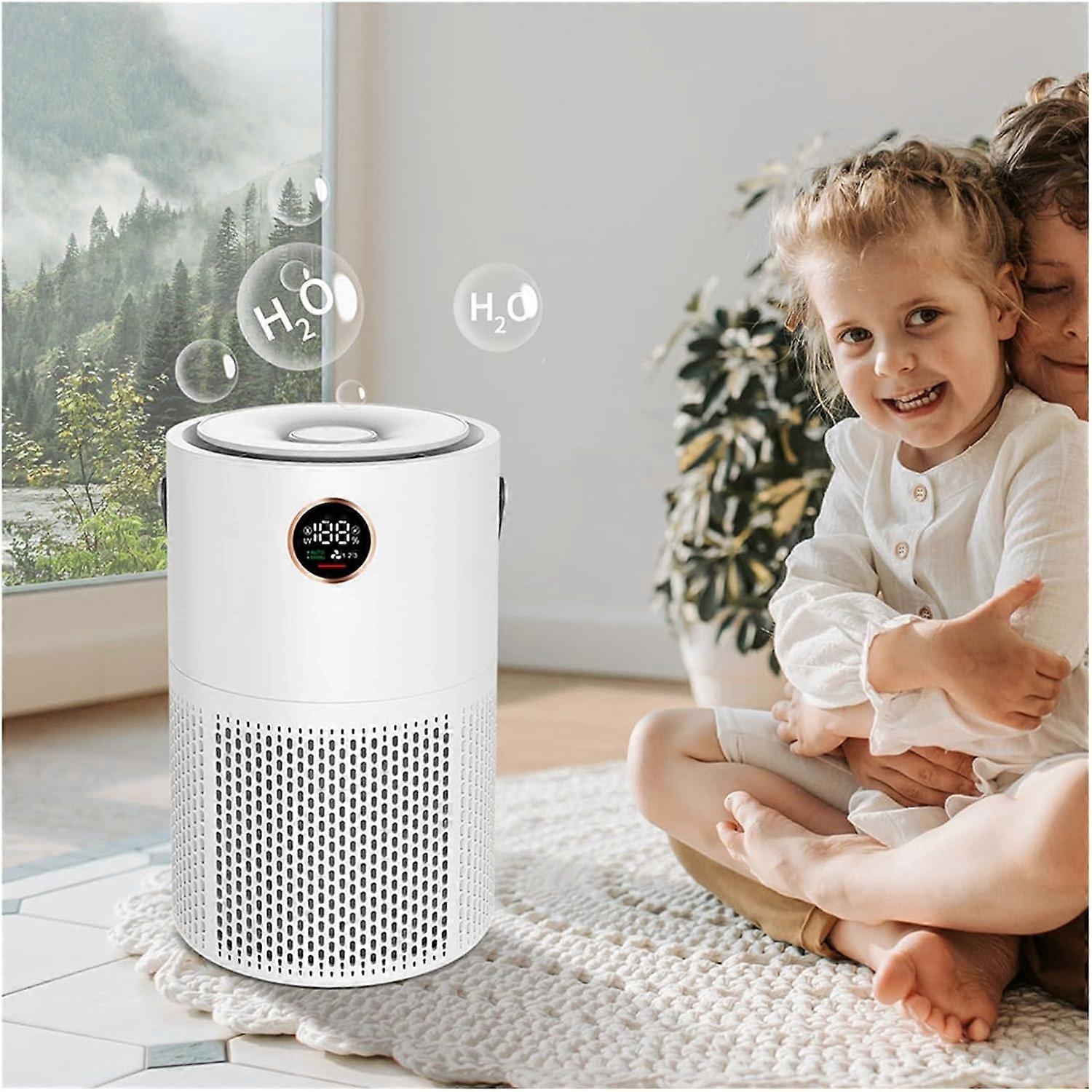 Purificador de aire portátil recargable por USB con filtro HEPA H13, 10000mAh, silencioso para oficina en casa y escritorio, blanco - Imagen 2