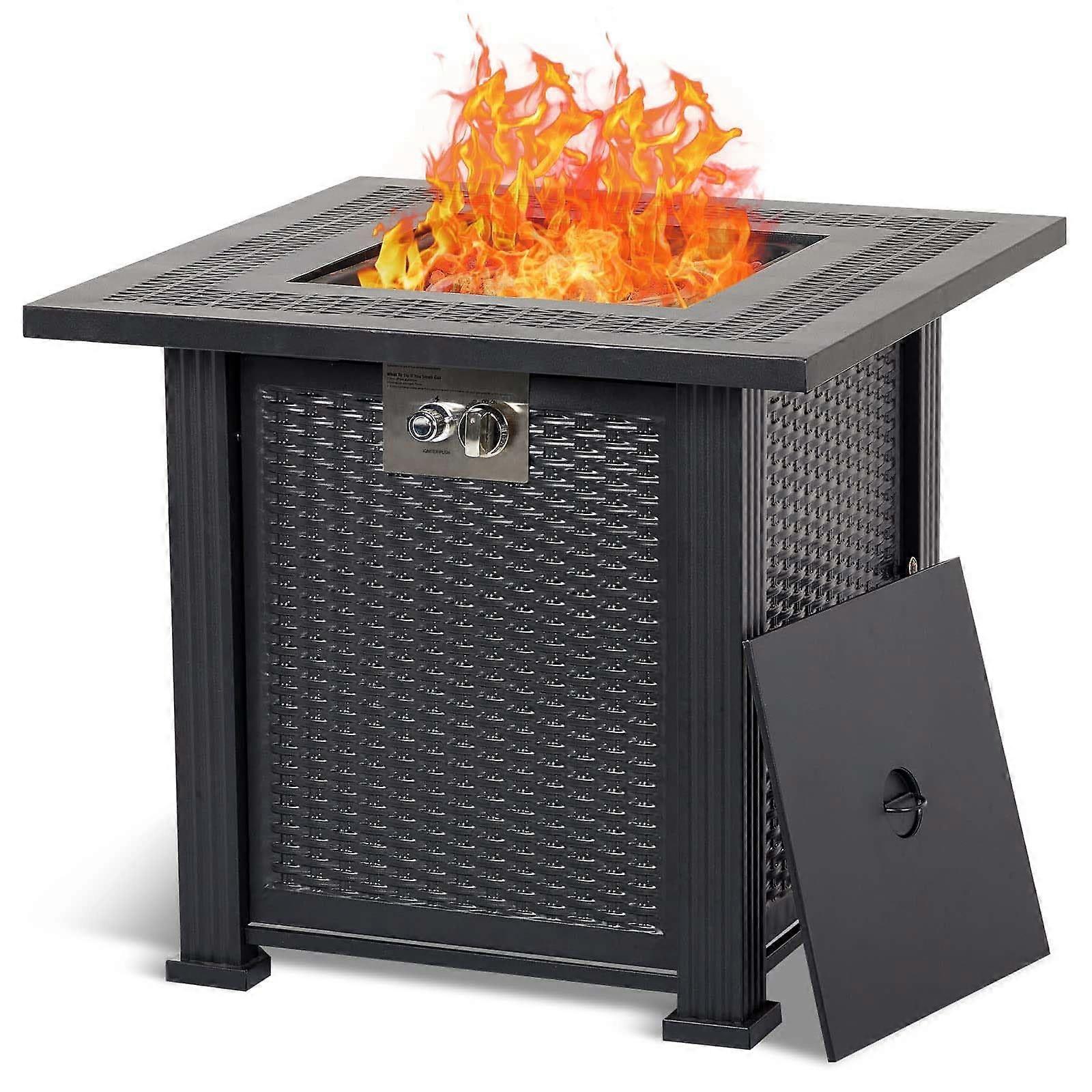 Mesa con brasero de propano de 28 pulgadas, 50,000 BTU, mesa de fuego de gas para exterior, terraza y jardín, con piedra volcánica