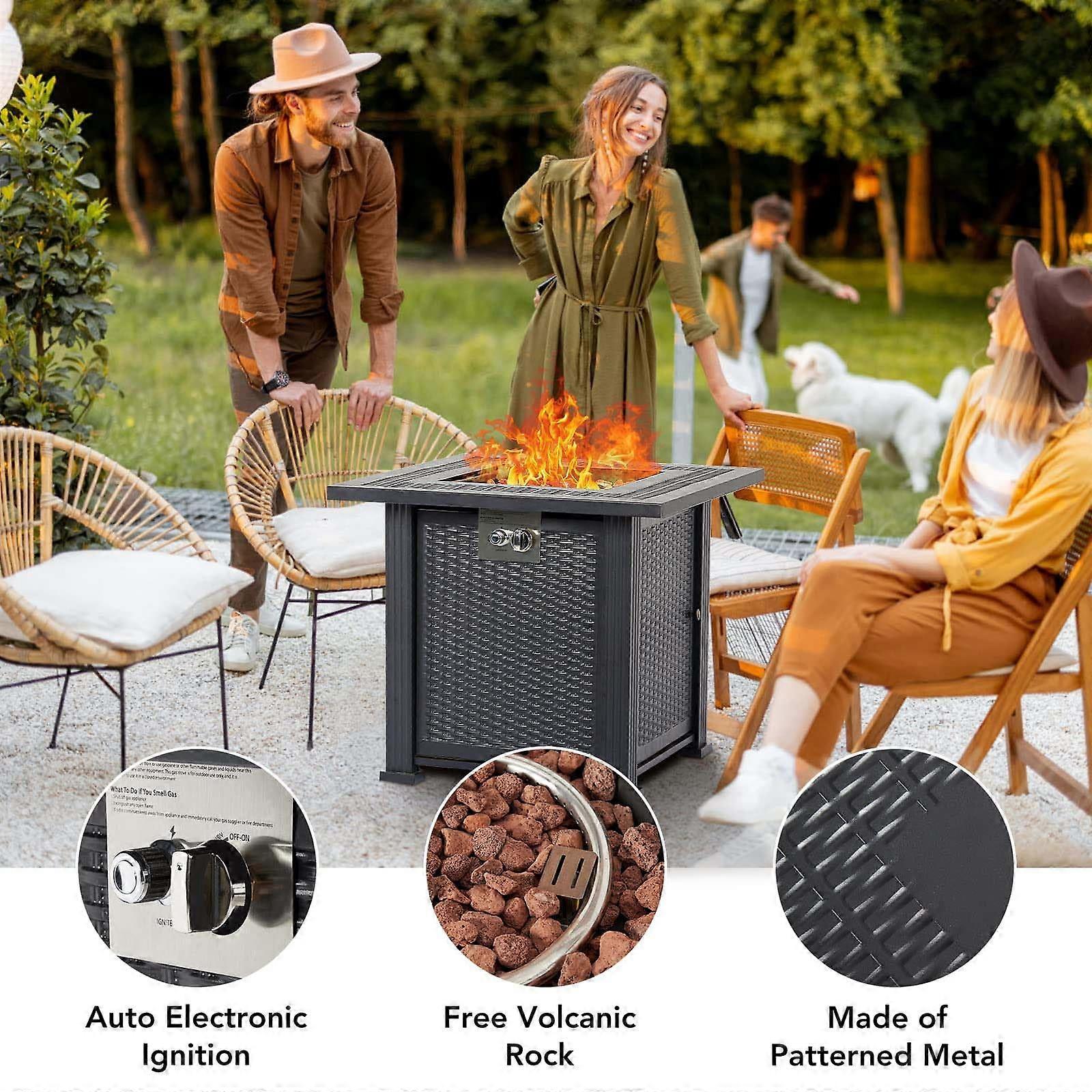 Mesa con brasero de propano de 28 pulgadas, 50,000 BTU, mesa de fuego de gas para exterior, terraza y jardín, con piedra volcánica - Imagen 2