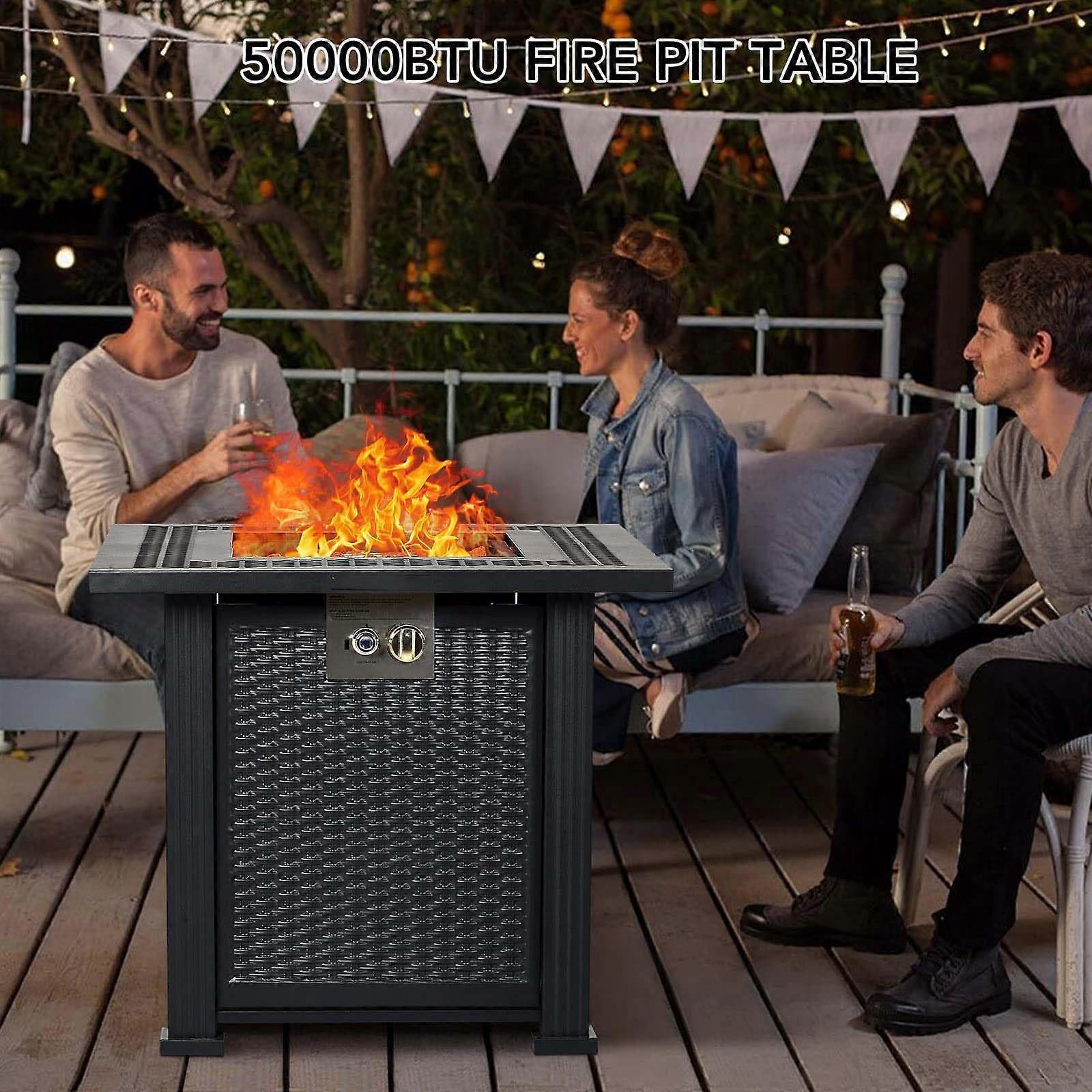 Mesa con brasero de propano de 28 pulgadas, 50,000 BTU, mesa de fuego de gas para exterior, terraza y jardín, con piedra volcánica - Imagen 4