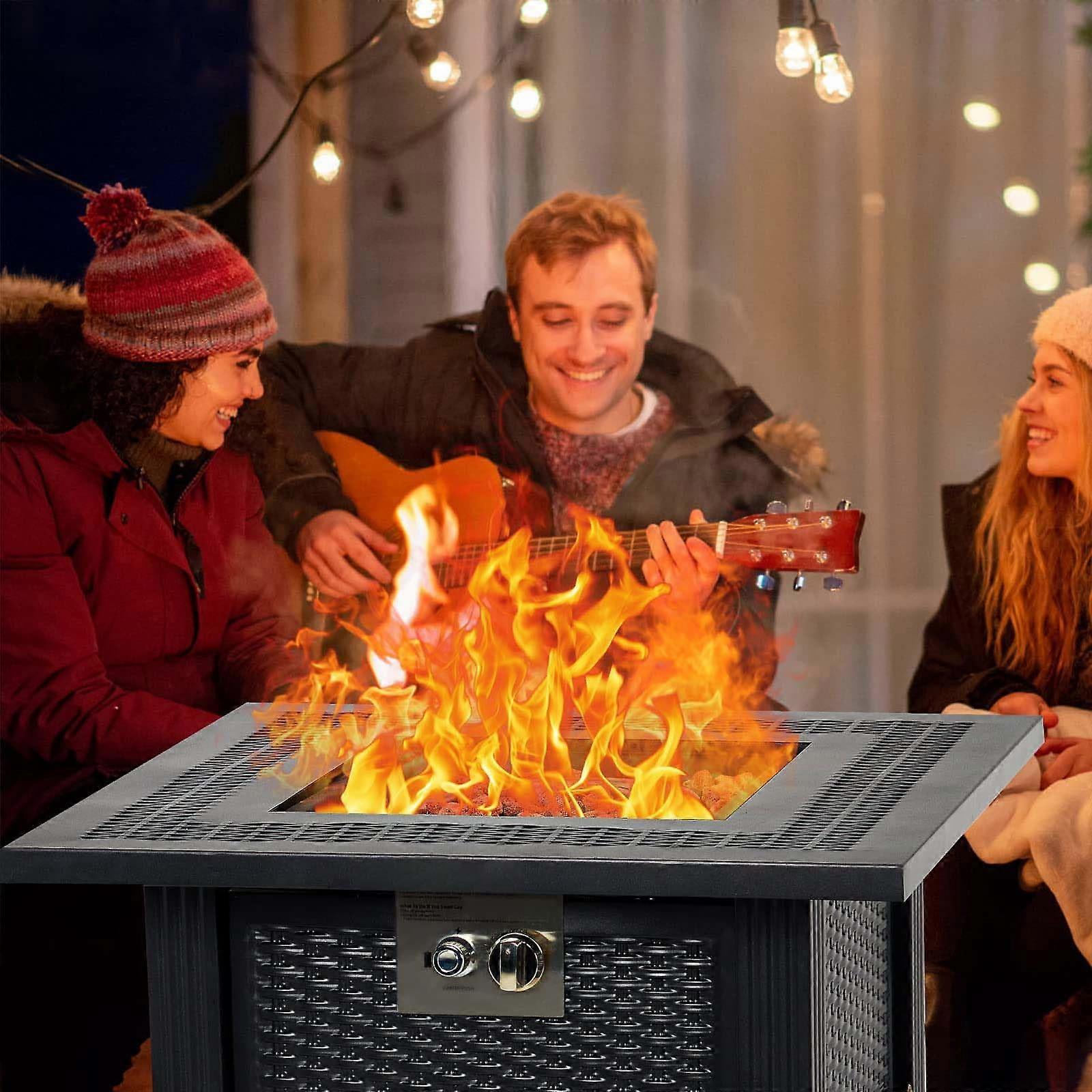Mesa con brasero de propano de 28 pulgadas, 50,000 BTU, mesa de fuego de gas para exterior, terraza y jardín, con piedra volcánica - Imagen 5