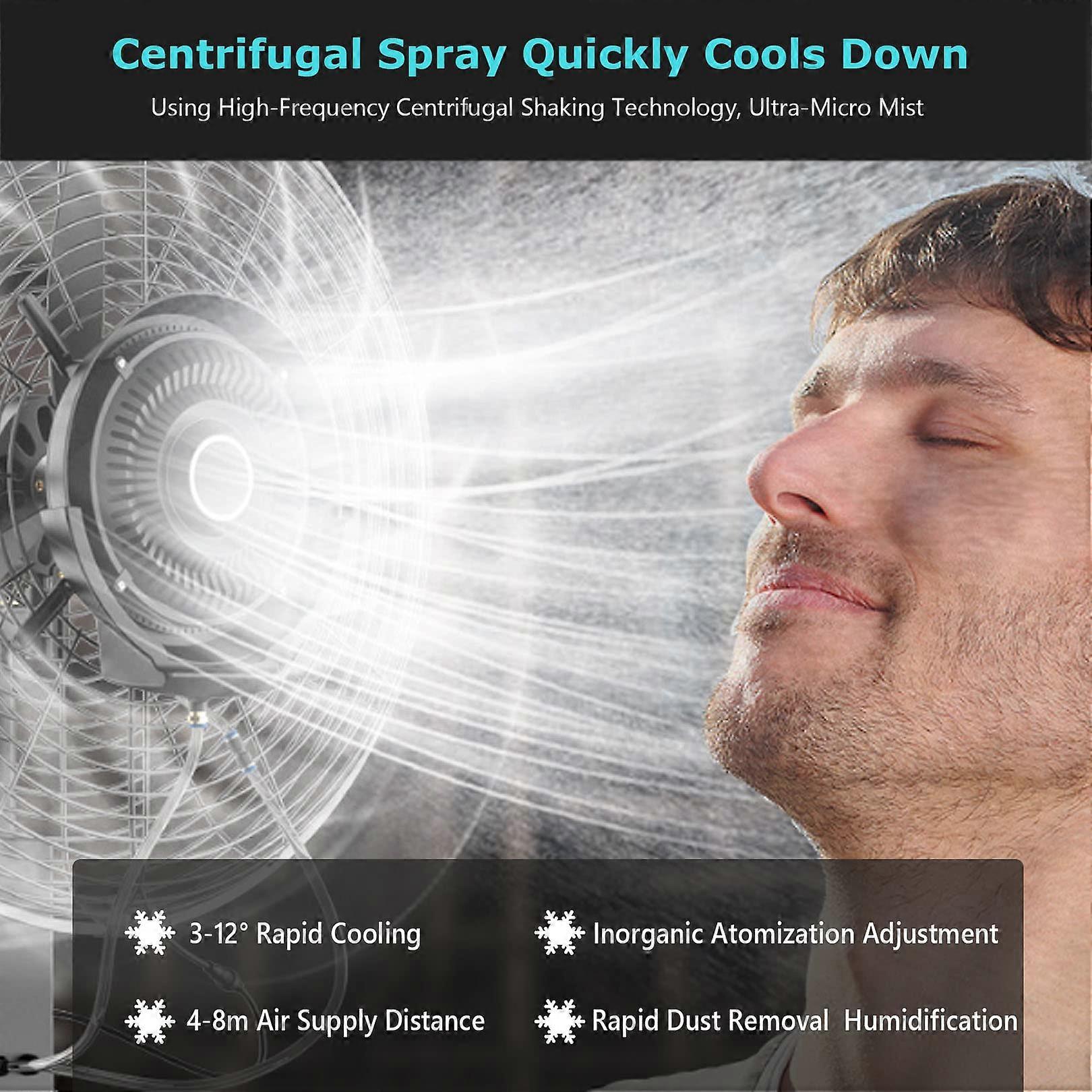 Ventilador nebulizador de exterior de 71 cm con depósito de agua de 45 litros, ventilador de refrigeración de 5 velocidades para terraza y jardín. - Imagen 4