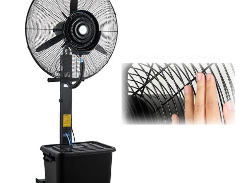 Ventilador nebulizador de exterior 750 mm, ventilador de pie industrial de 30 pulgadas con 3 velocidades y oscilación de 90°