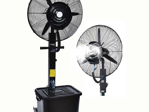Ventilador nebulizador comercial de 30 pulgadas con depósito de 11 galones, climatizador de pie para exterior de 380W para invernadero y patio