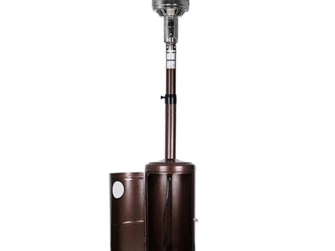 Calefactor de patio de exterior de gas de pie, potencia calorífica de 13kW, marrón, con triple protección de seguridad