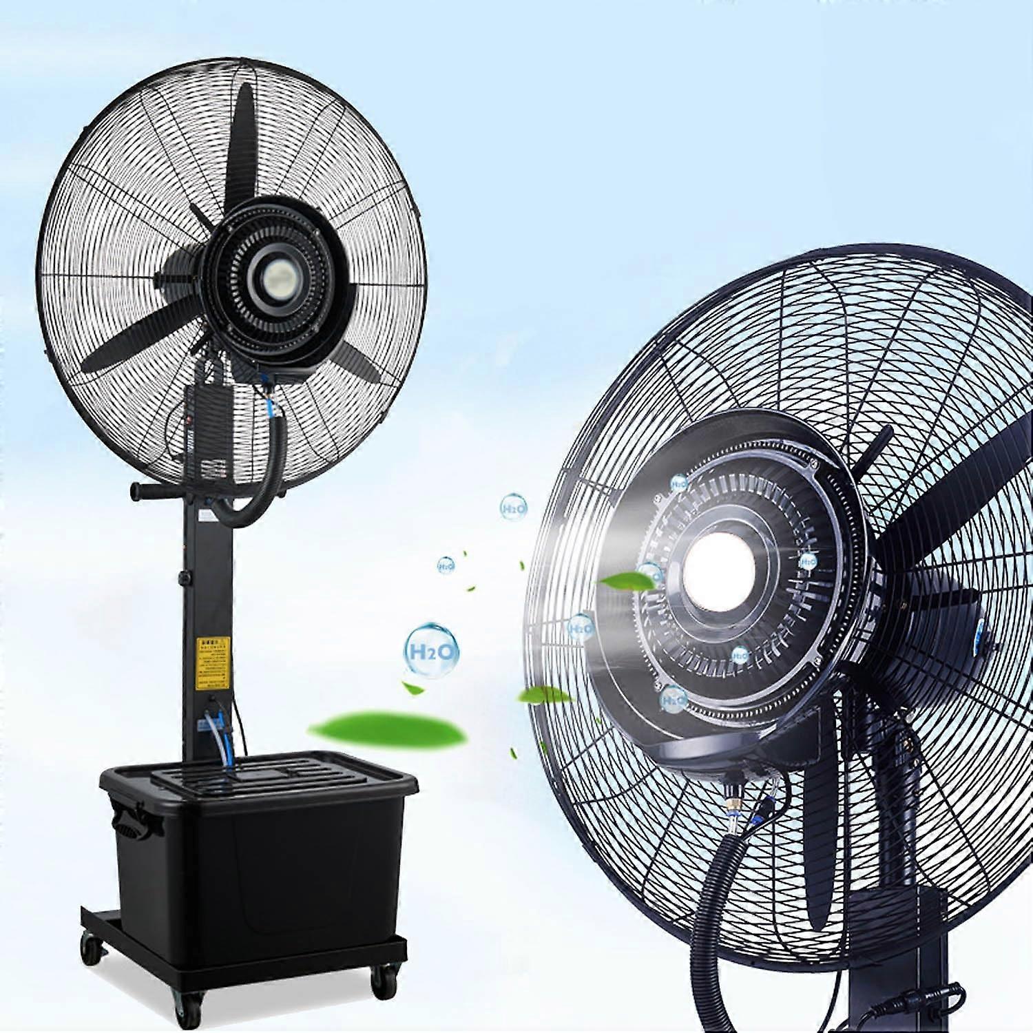 Ventilador de pie nebulizador de exterior de 76 cm (30 pulgadas) con 3 velocidades, oscilación de 90° y depósito de 42 litros (11 galones) para invernadero