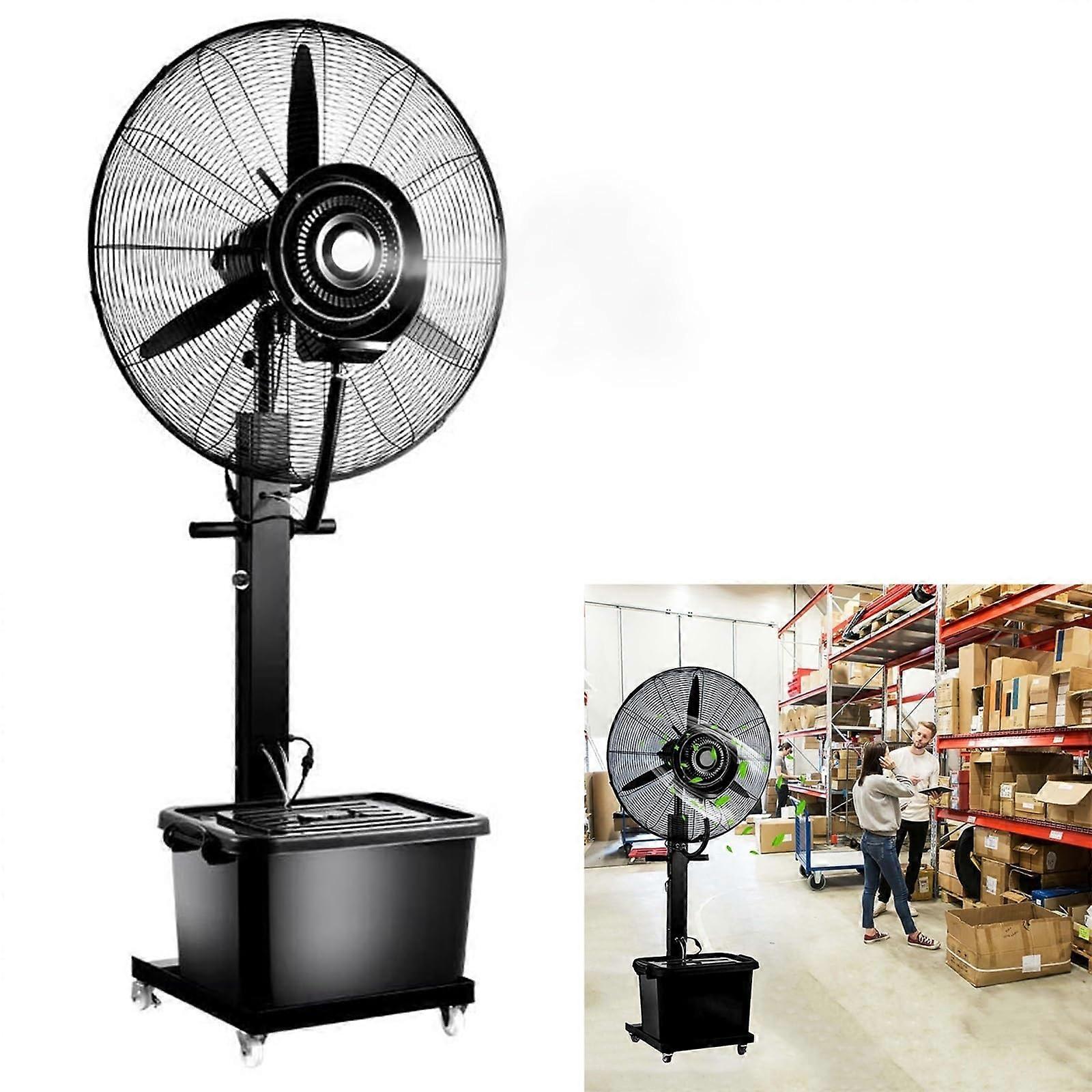 Ventilador nebulizador de exterior de 650mm con depósito de agua de 42L, ventilador de pie industrial de 26 pulgadas