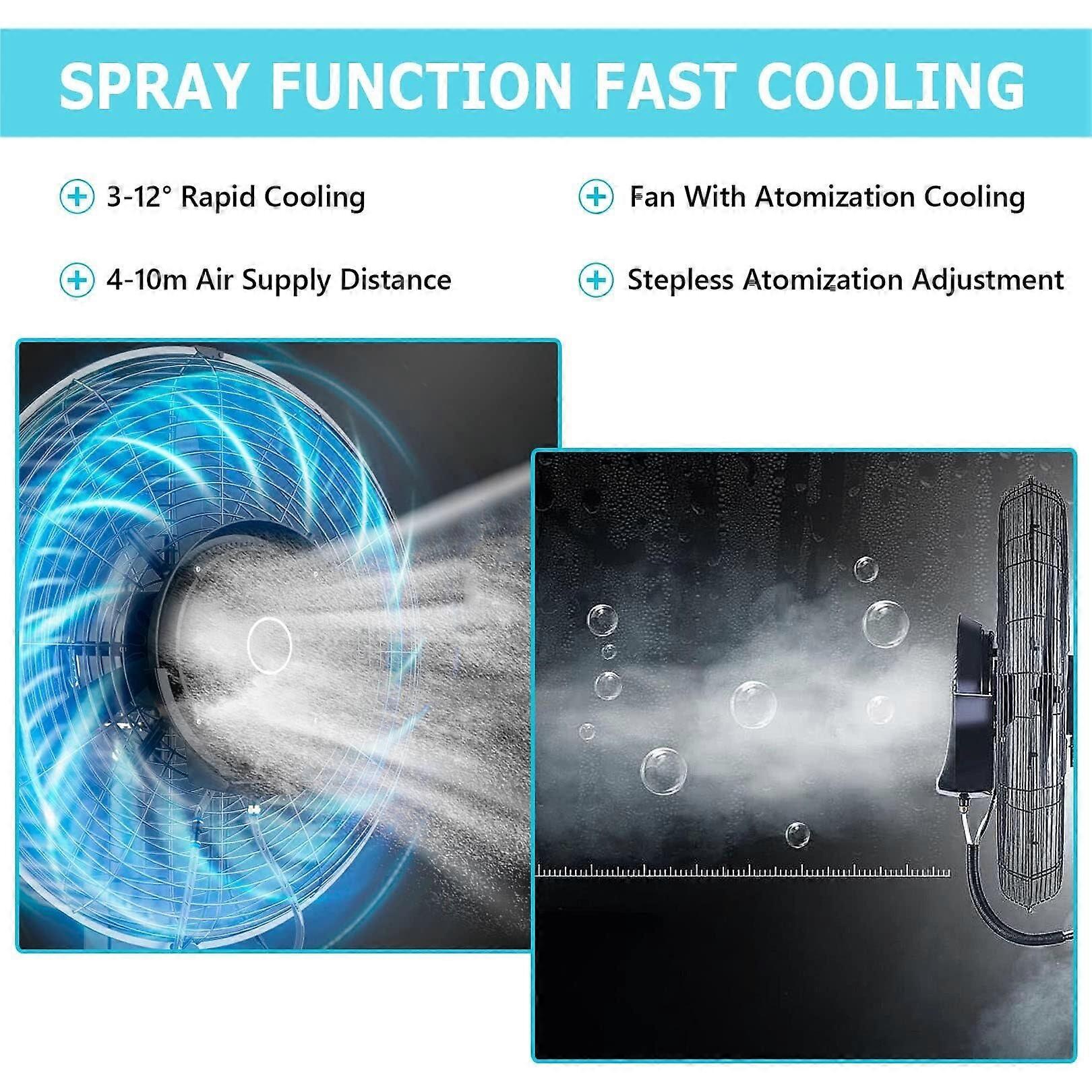 Ventilador nebulizador de pie comercial de exterior con oscilación de 90° y depósito de agua de 11 galones - Imagen 4
