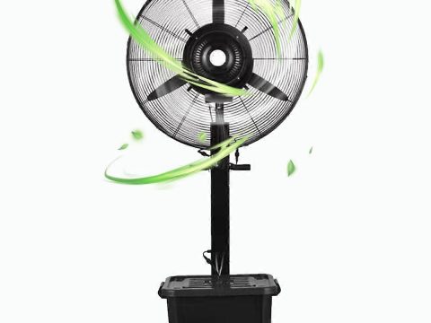 Ventilador nebulizador de pie de 30 pulgadas con ruedas, oscilación de 90°, gran ventilador de refrigeración exterior comercial