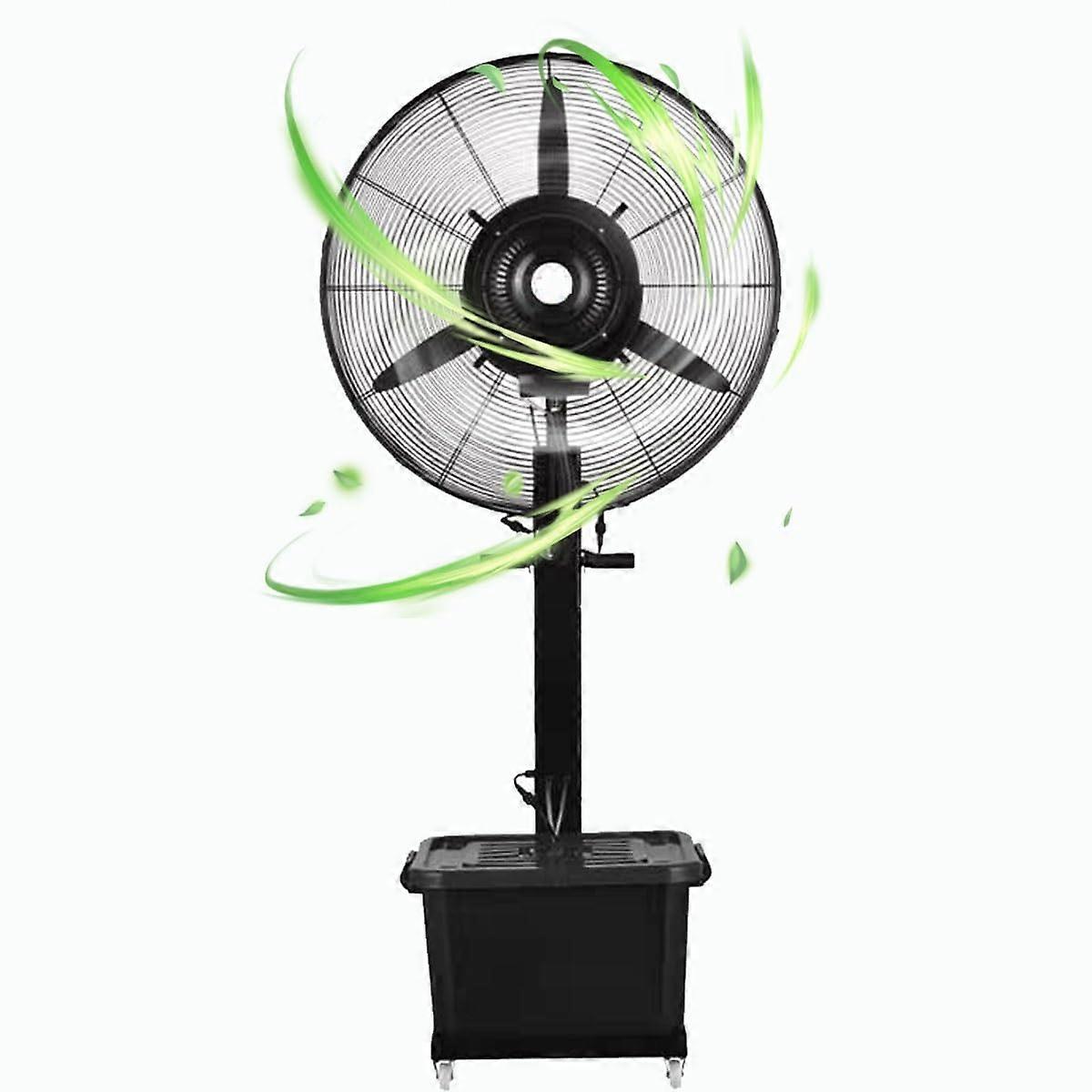 Ventilador nebulizador de pie de 30 pulgadas con ruedas, oscilación de 90°, gran ventilador de refrigeración exterior comercial