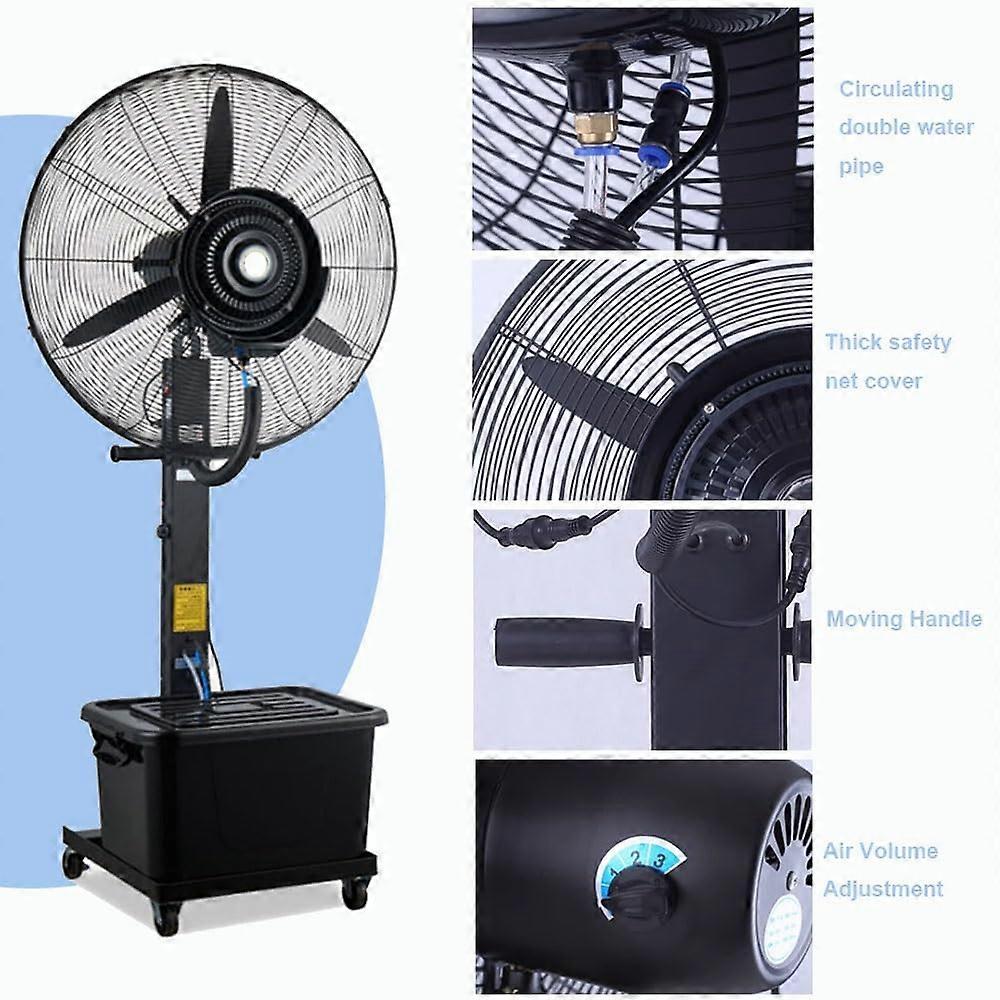 Ventilador nebulizador de pie de 30 pulgadas con ruedas, oscilación de 90°, gran ventilador de refrigeración exterior comercial - Imagen 3