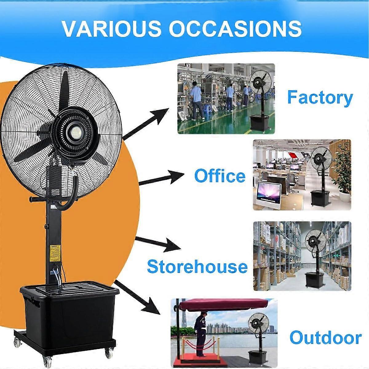Ventilador nebulizador industrial robusto de 66 cm (26 in) con depósito de agua de 42 L para refrescar terraza y jardín exterior - Imagen 5