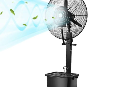 Ventilador nebulizador de exterior de 71cm con depósito de agua de 42L, refrigeración de 3 velocidades y oscilación de 120° para patio